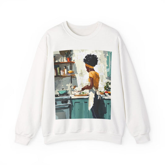 Kitchen Work Sweatshirt - Afrocentric Art by The Trini Gee