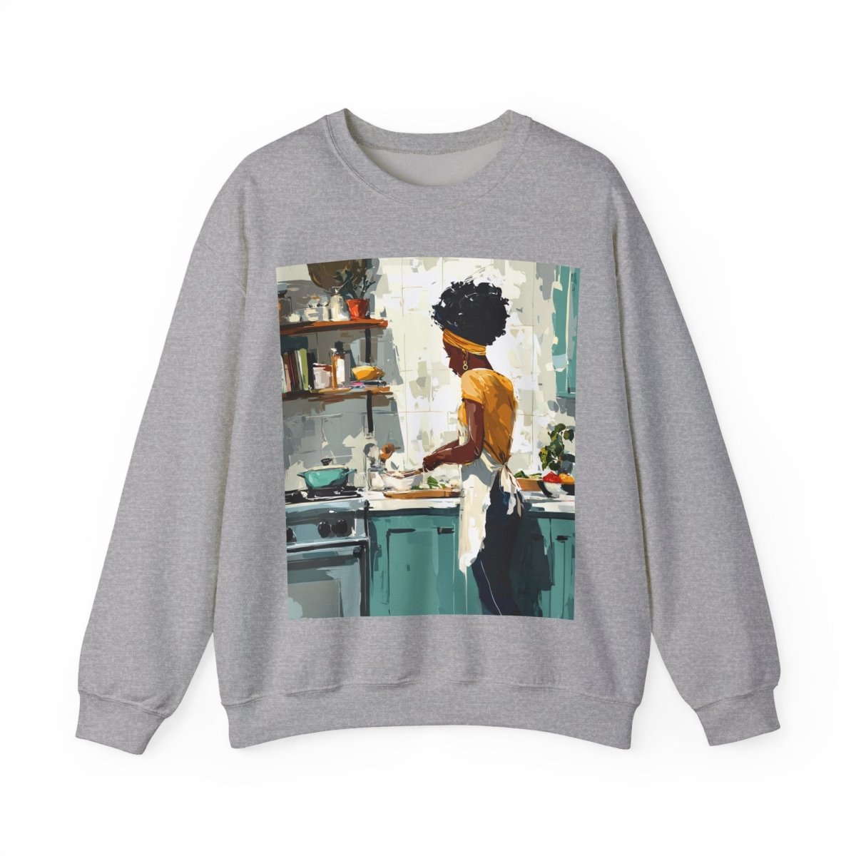 Kitchen Work Sweatshirt - Afrocentric Art by The Trini Gee