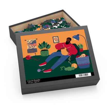 Knitting Night Jigsaw Puzzle - Afrocentric Art by The Trini Gee
