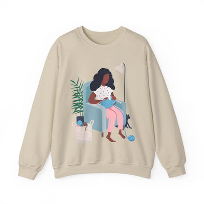 Knitting Sweatshirt - Afrocentric Art by The Trini Gee