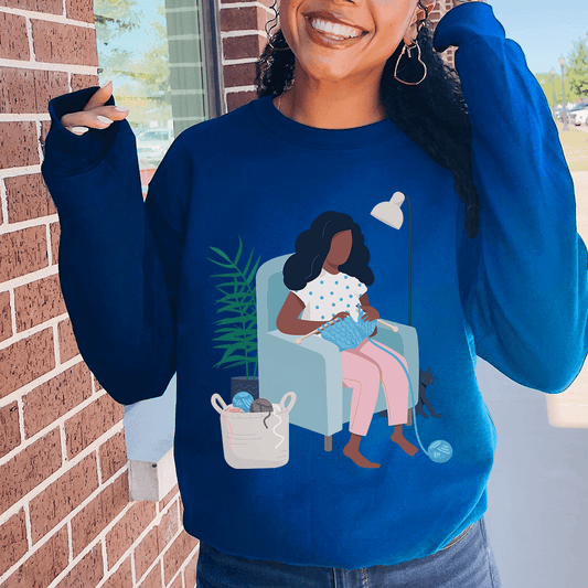Knitting Sweatshirt - Afrocentric Art by The Trini Gee
