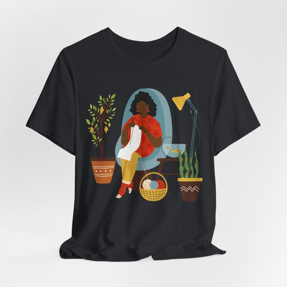 Knitting Woman Shirt - Afrocentric Art by The Trini Gee
