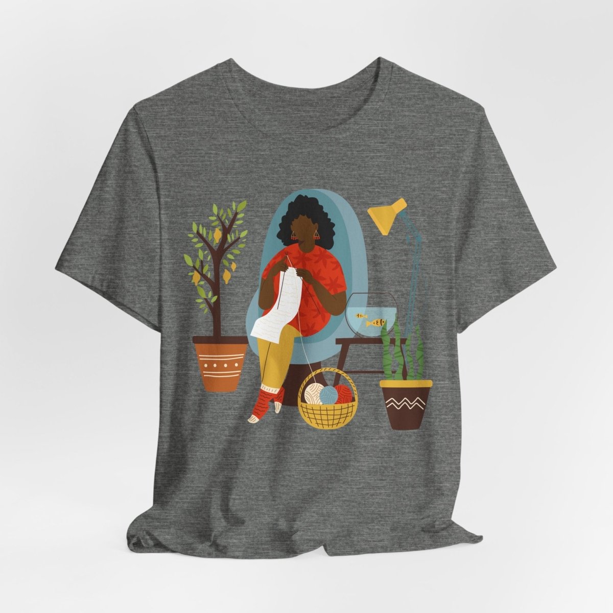 Knitting Woman Shirt - Afrocentric Art by The Trini Gee