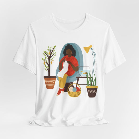 Knitting Woman Shirt - Afrocentric Art by The Trini Gee