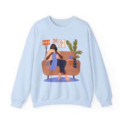 Knitting Woman Sweatshirt - Afrocentric Art by The Trini Gee