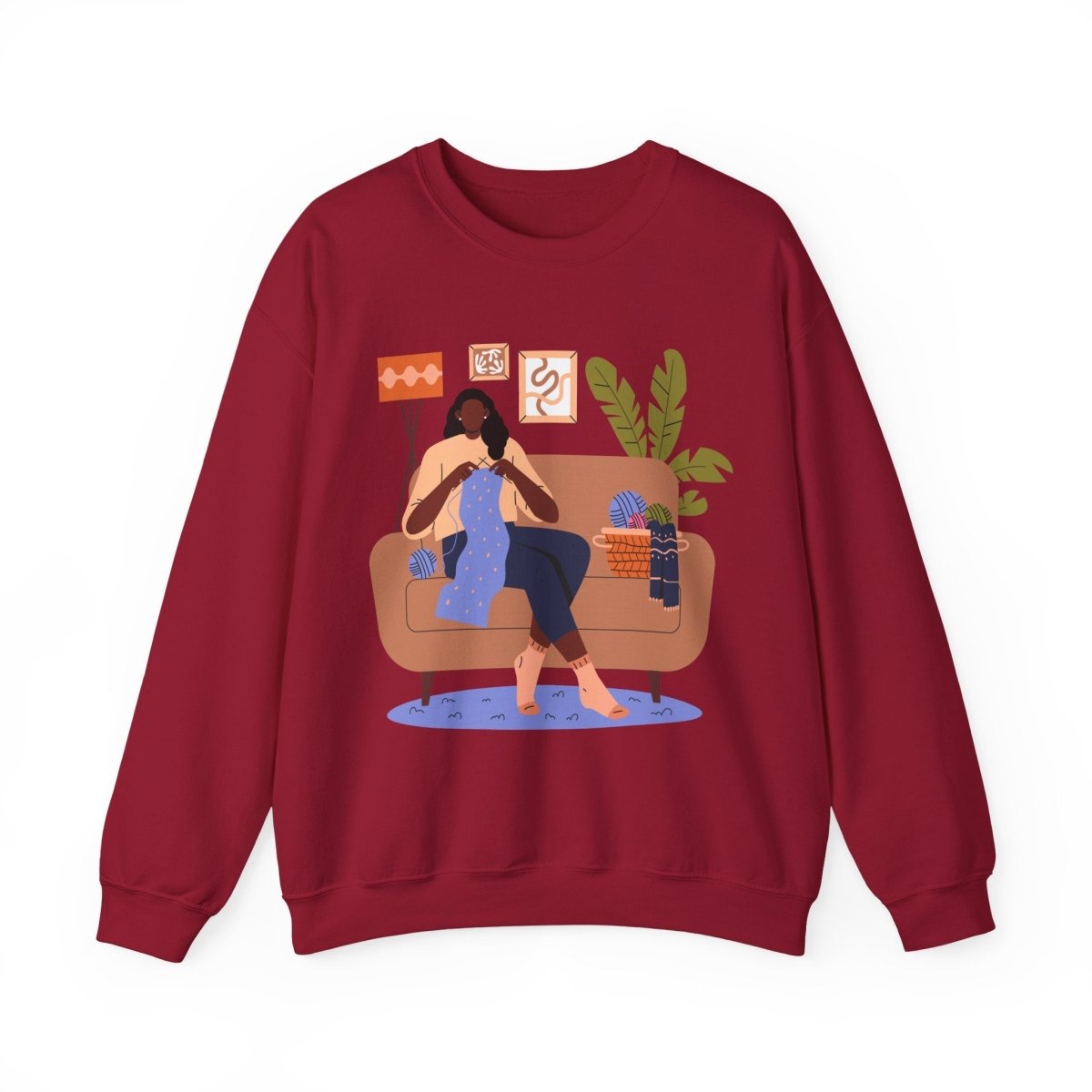 Knitting Woman Sweatshirt - Afrocentric Art by The Trini Gee