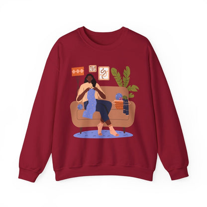 Knitting Woman Sweatshirt - Afrocentric Art by The Trini Gee