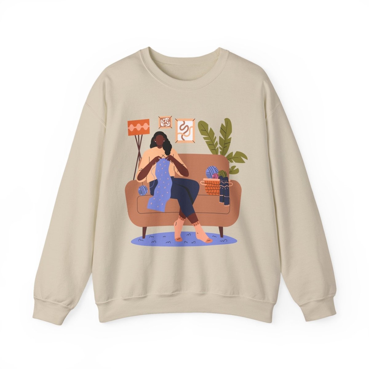 Knitting Woman Sweatshirt - Afrocentric Art by The Trini Gee