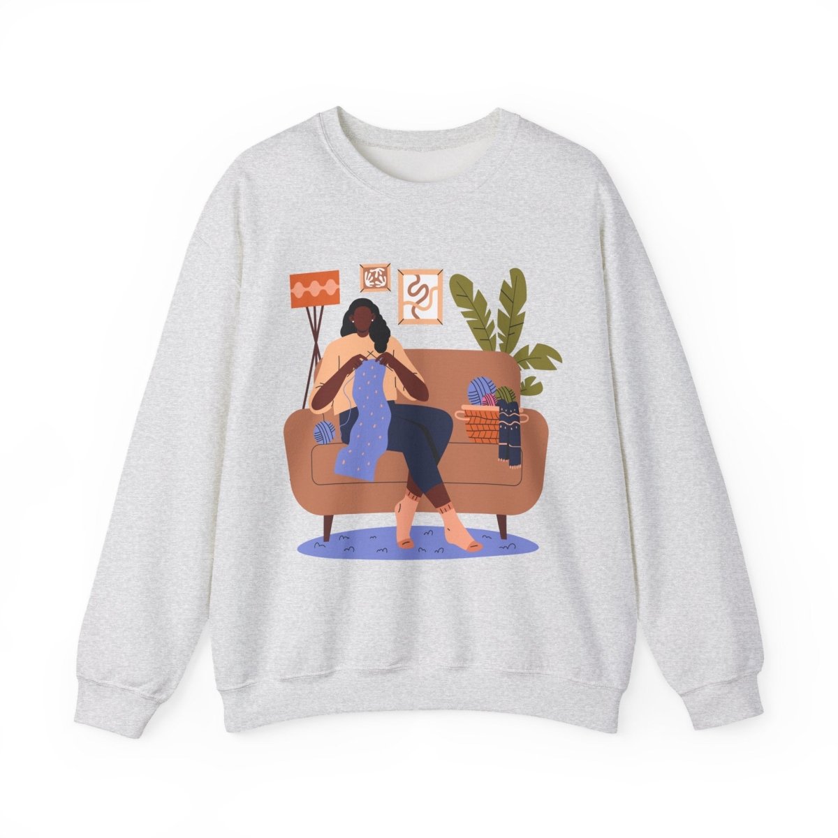 Knitting Woman Sweatshirt - Afrocentric Art by The Trini Gee
