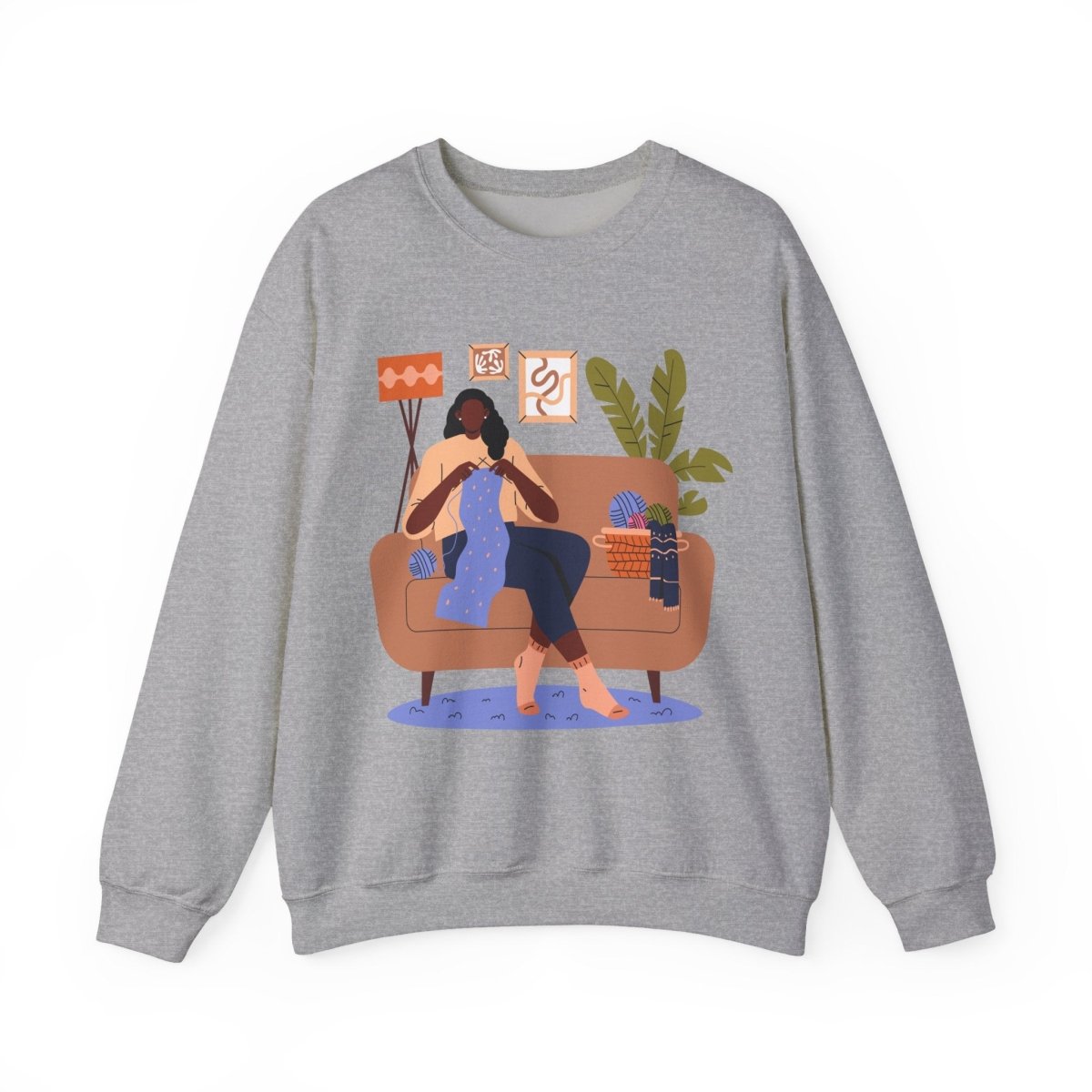 Knitting Woman Sweatshirt - Afrocentric Art by The Trini Gee