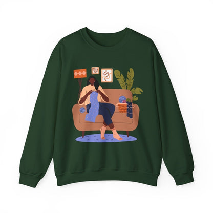Knitting Woman Sweatshirt - Afrocentric Art by The Trini Gee