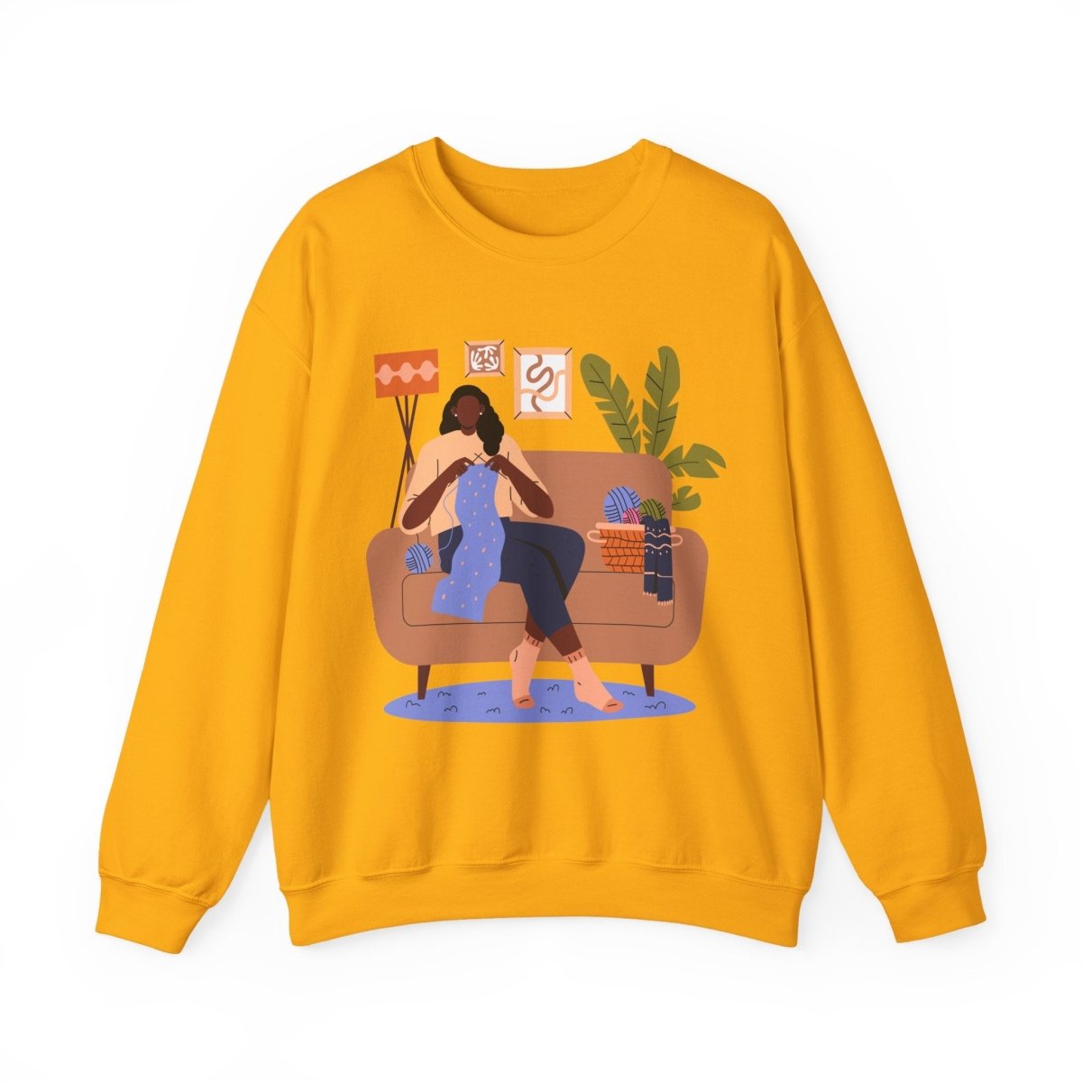 Knitting Woman Sweatshirt - Afrocentric Art by The Trini Gee