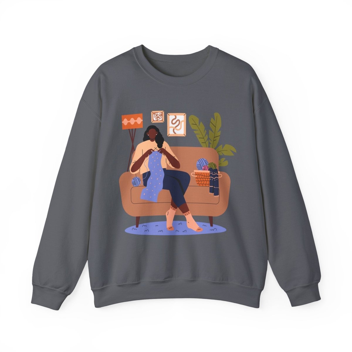 Knitting Woman Sweatshirt - Afrocentric Art by The Trini Gee