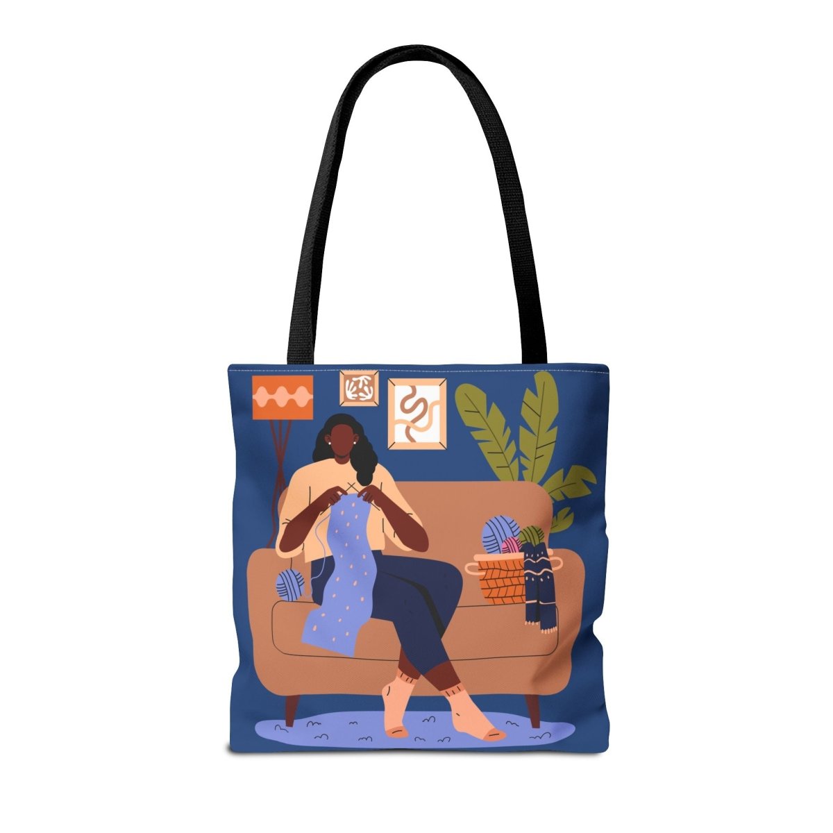 Knitting Woman Tote Bag - Afrocentric Art by The Trini Gee