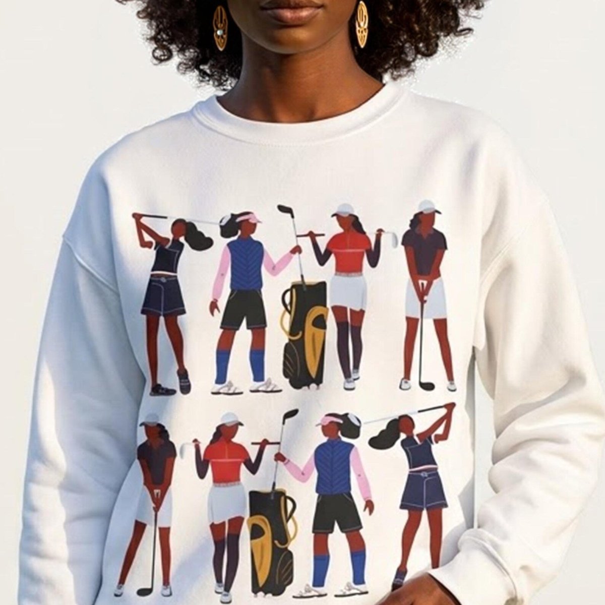 Lady Golf Sweatshirt - Afrocentric Art by The Trini Gee