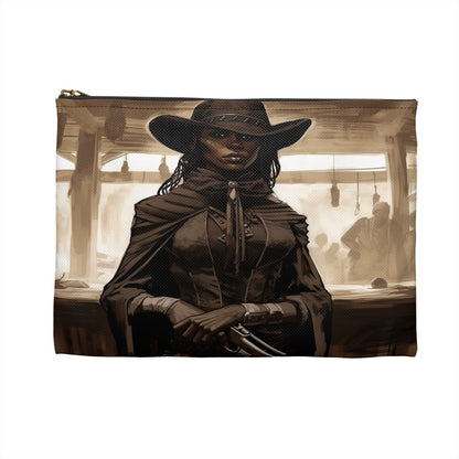 Lady Gunslinger Accessory Pouch - Afrocentric Art by The Trini Gee