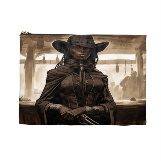 Lady Gunslinger Accessory Pouch - Afrocentric Art by The Trini Gee