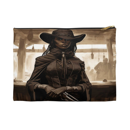 Lady Gunslinger Accessory Pouch - Afrocentric Art by The Trini Gee