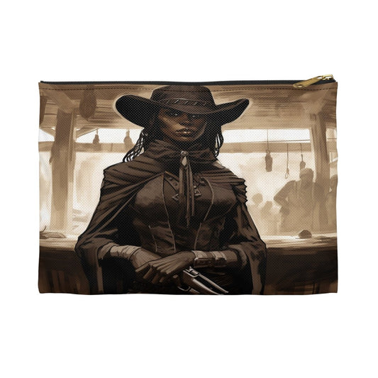 Lady Gunslinger Accessory Pouch - Afrocentric Art by The Trini Gee