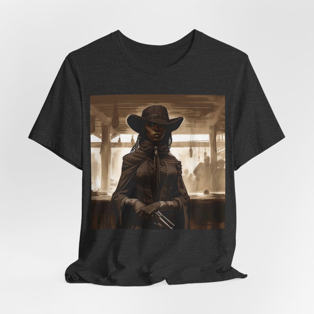 Lady Gunslinger Shirt - Afrocentric Art by The Trini Gee