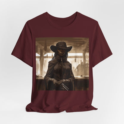 Lady Gunslinger Shirt - Afrocentric Art by The Trini Gee