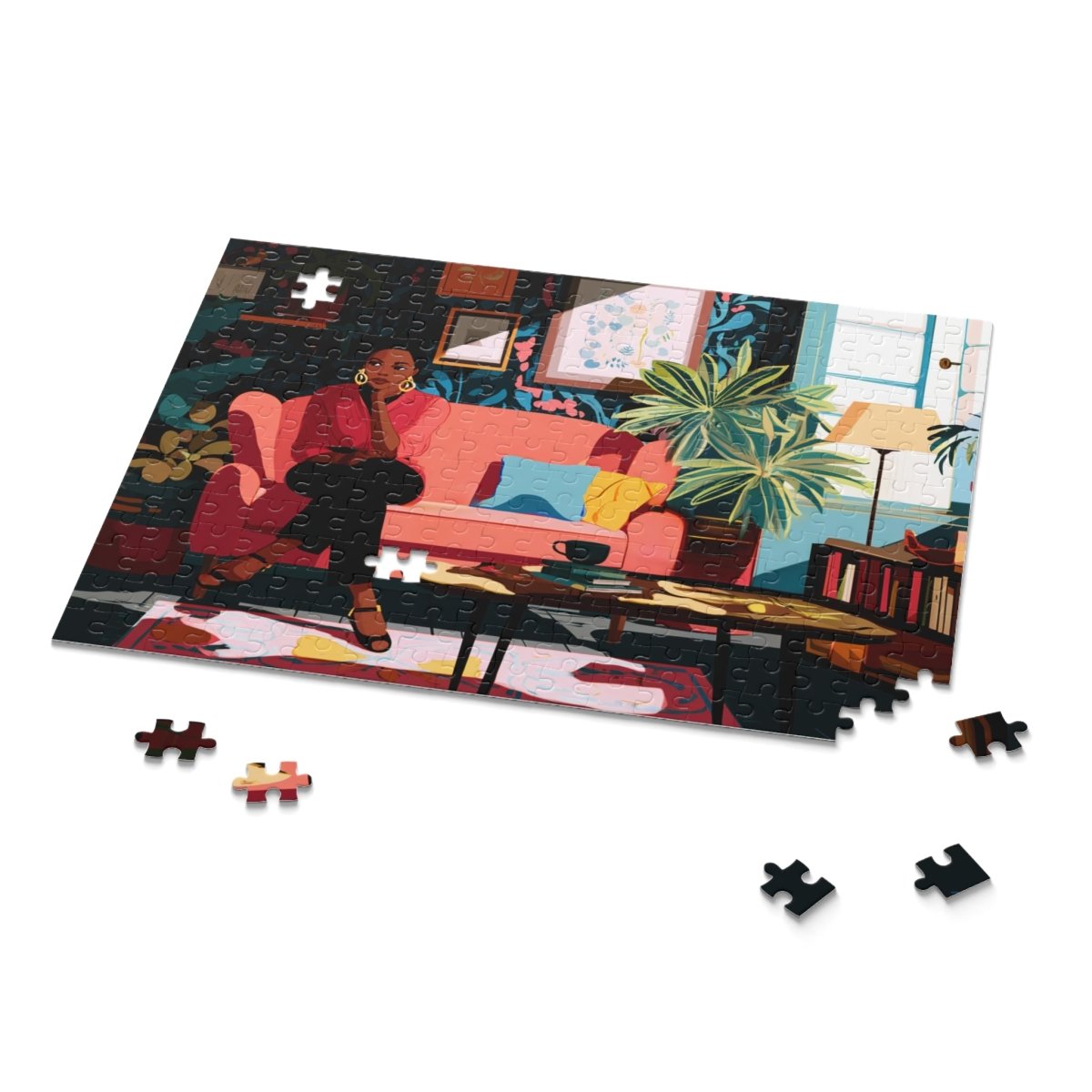 Lady on Couch Puzzle - Afrocentric Art by The Trini Gee