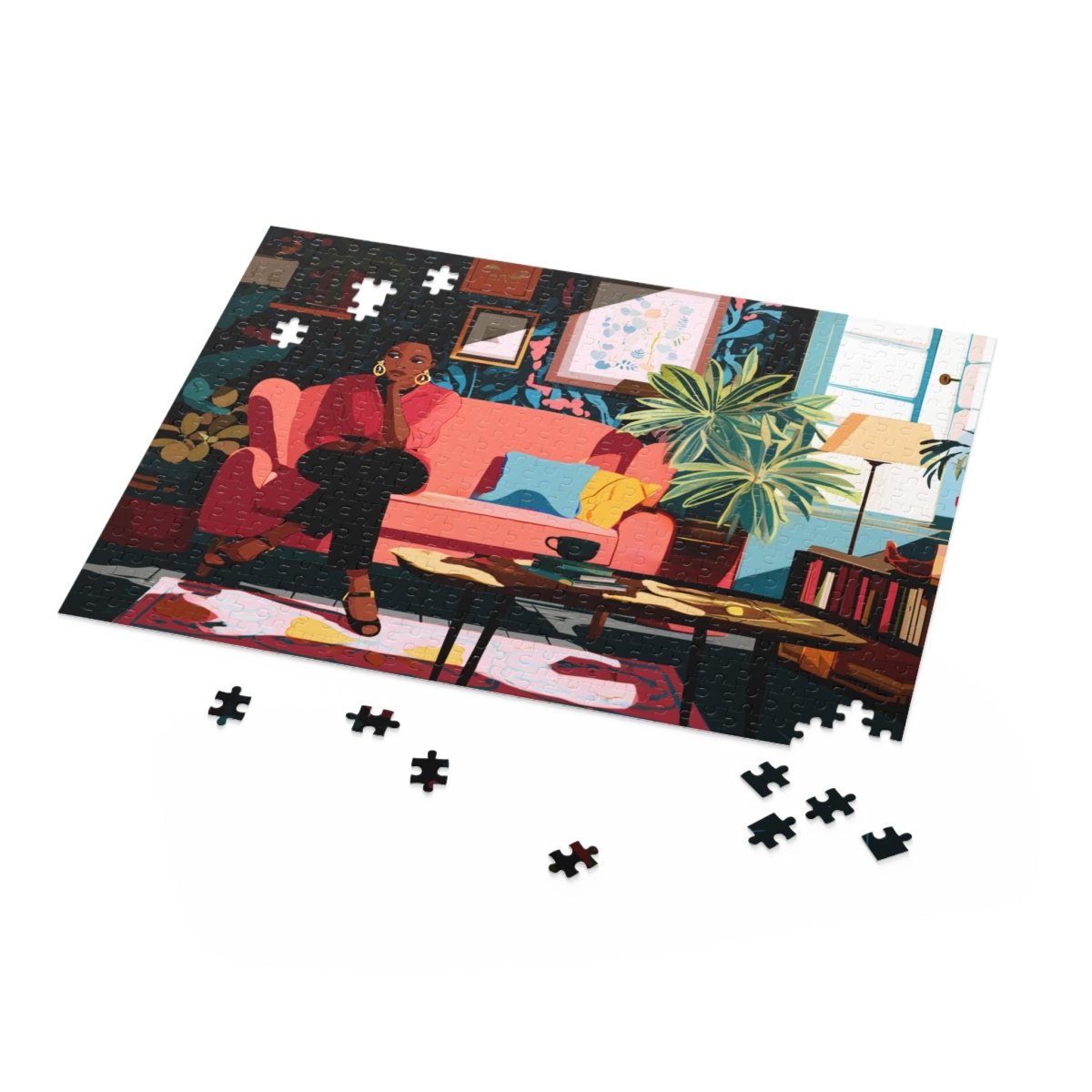 Lady on Couch Puzzle - Afrocentric Art by The Trini Gee