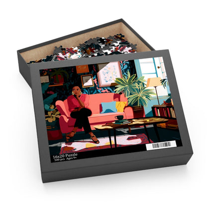 Lady on Couch Puzzle - Afrocentric Art by The Trini Gee