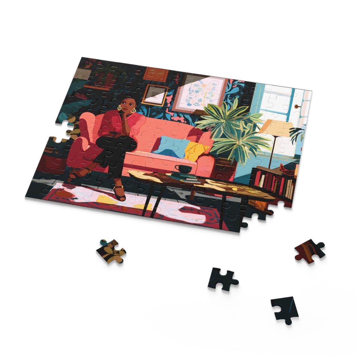 Lady on Couch Puzzle - Afrocentric Art by The Trini Gee