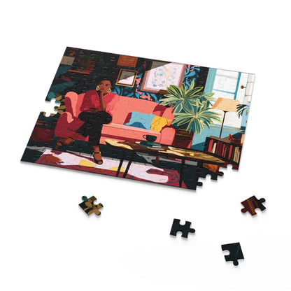 Lady on Couch Puzzle - Afrocentric Art by The Trini Gee