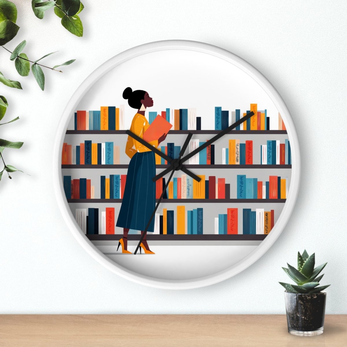 Library Bookstore Wall Clock - Afrocentric Art by The Trini Gee