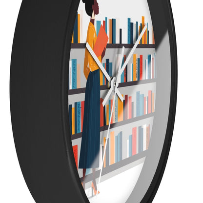 Library Bookstore Wall Clock - Afrocentric Art by The Trini Gee