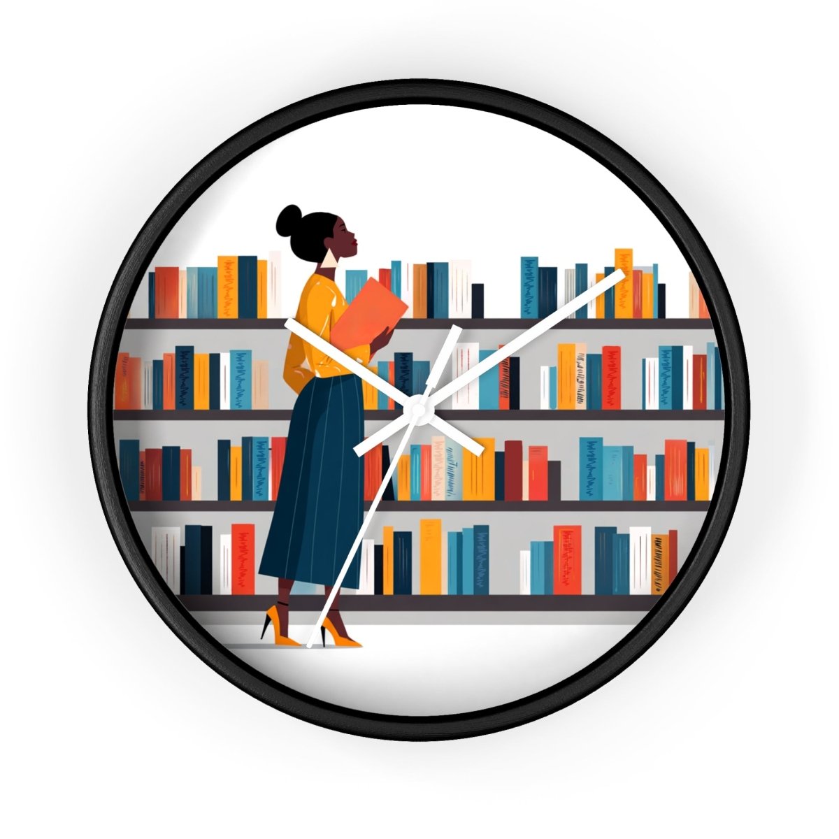 Library Bookstore Wall Clock - Afrocentric Art by The Trini Gee