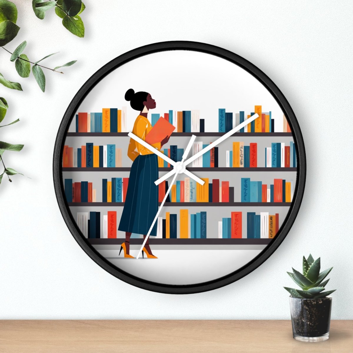 Library Bookstore Wall Clock - Afrocentric Art by The Trini Gee