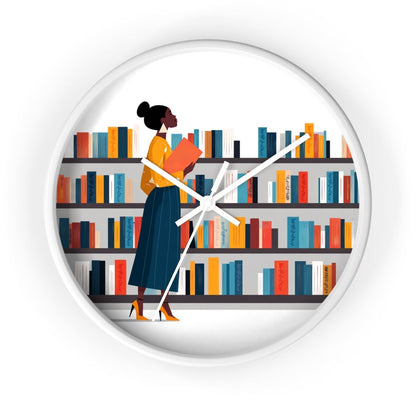 Library Bookstore Wall Clock - Afrocentric Art by The Trini Gee