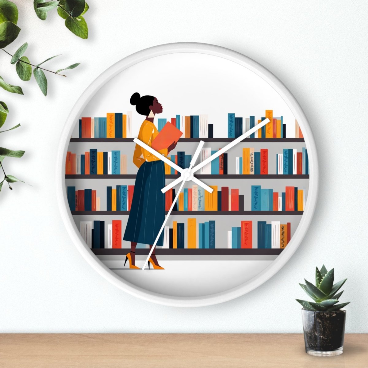 Library Bookstore Wall Clock - Afrocentric Art by The Trini Gee
