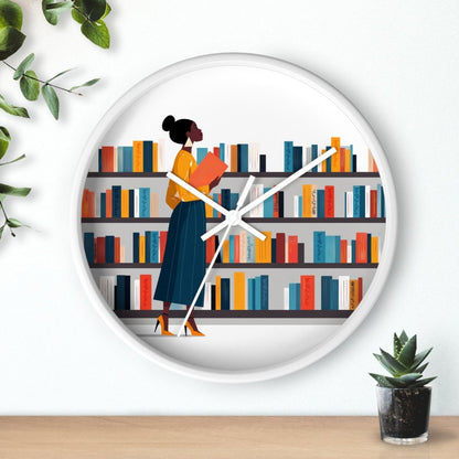 Library Bookstore Wall Clock - Afrocentric Art by The Trini Gee