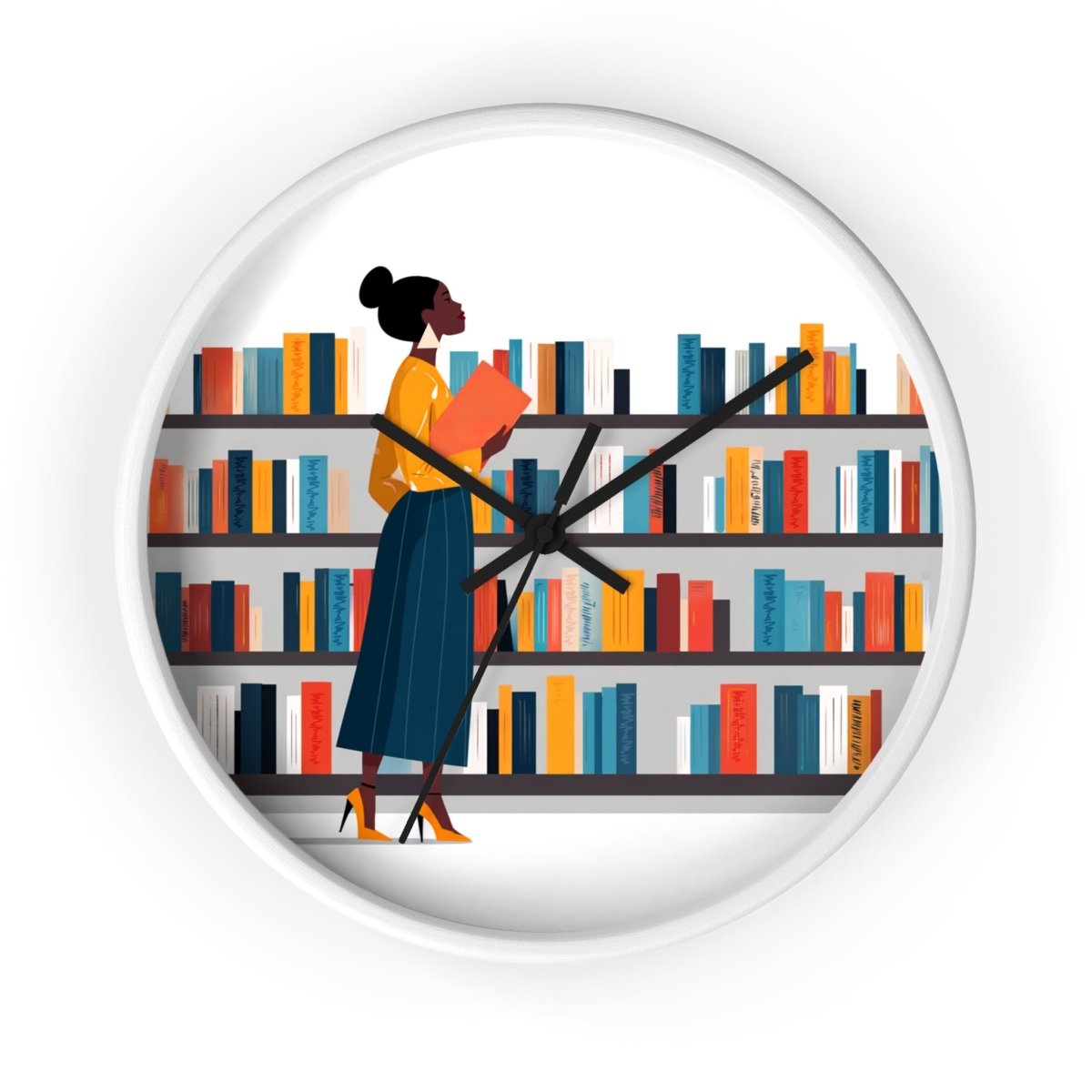 Library Bookstore Wall Clock - Afrocentric Art by The Trini Gee