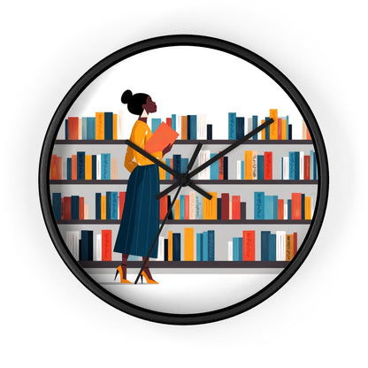 Library Bookstore Wall Clock - Afrocentric Art by The Trini Gee