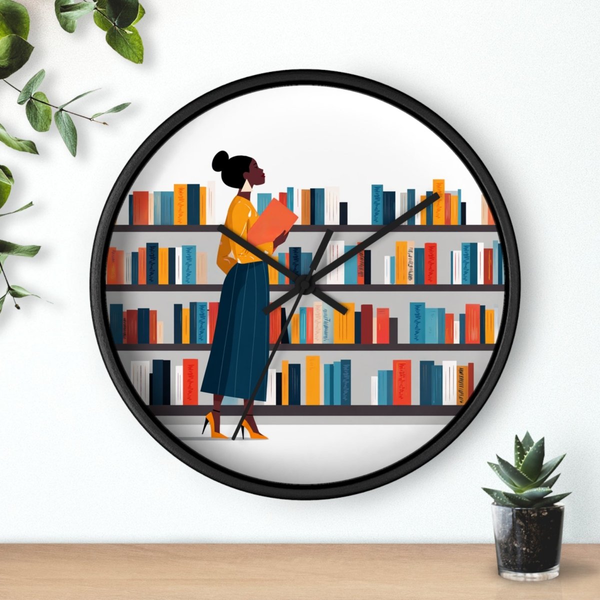 Library Bookstore Wall Clock - Afrocentric Art by The Trini Gee
