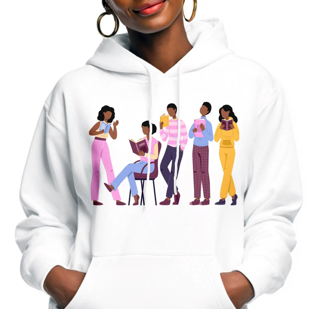 Library Day Hoodie - Afrocentric Art by The Trini Gee