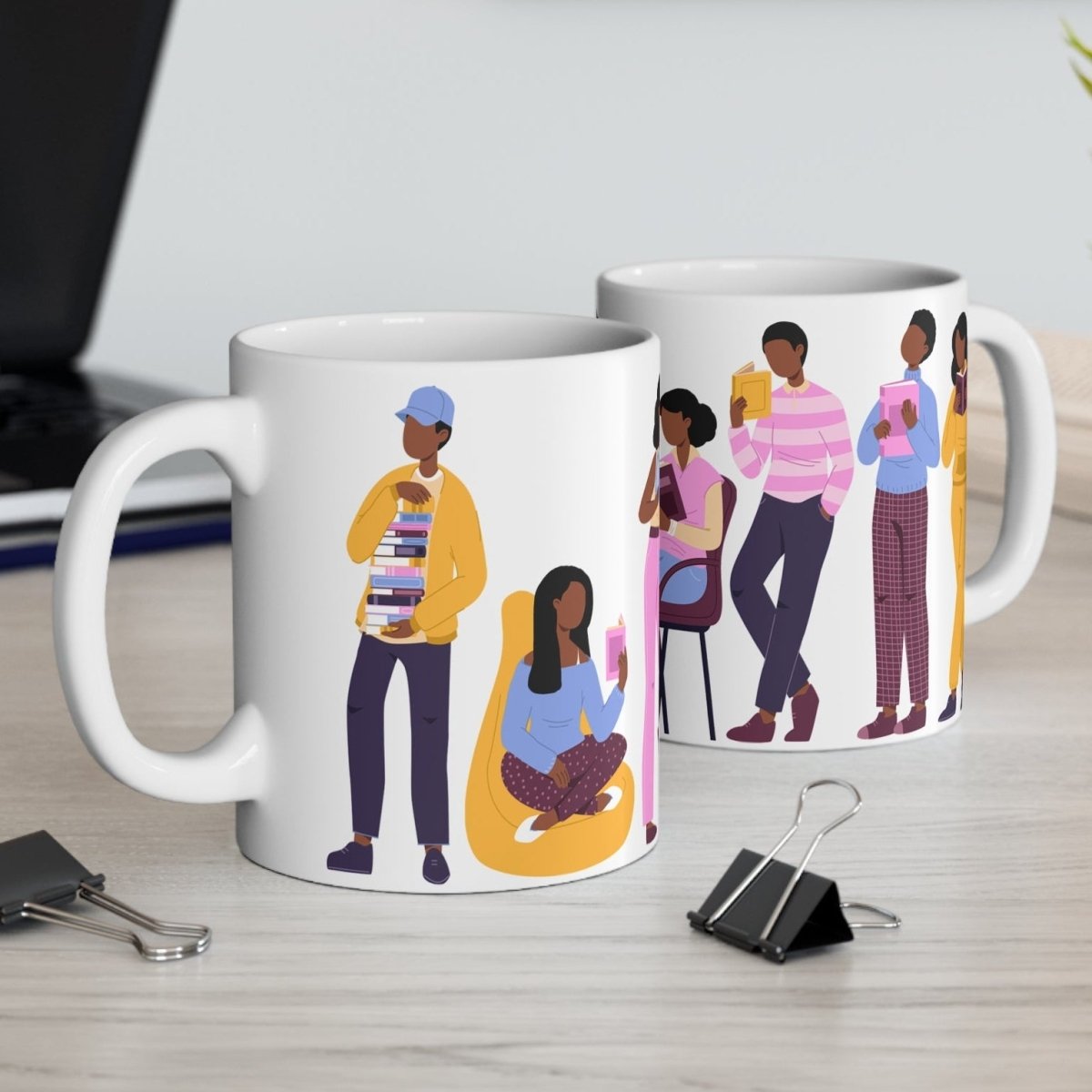 Library Day Readers Mug - Afrocentric Art by The Trini Gee