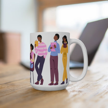 Library Day Readers Mug - Afrocentric Art by The Trini Gee