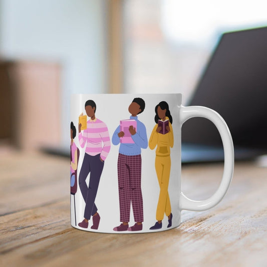 Library Day Readers Mug - Afrocentric Art by The Trini Gee