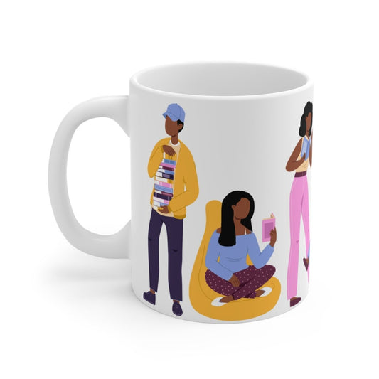 Library Day Readers Mug - Afrocentric Art by The Trini Gee