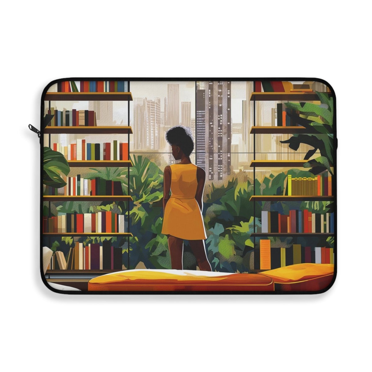 Library View Laptop Sleeve - Afrocentric Art by The Trini Gee