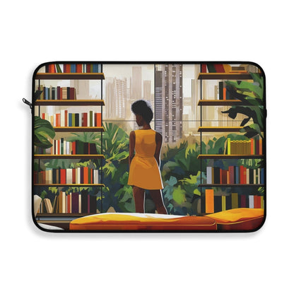 Library View Laptop Sleeve - Afrocentric Art by The Trini Gee