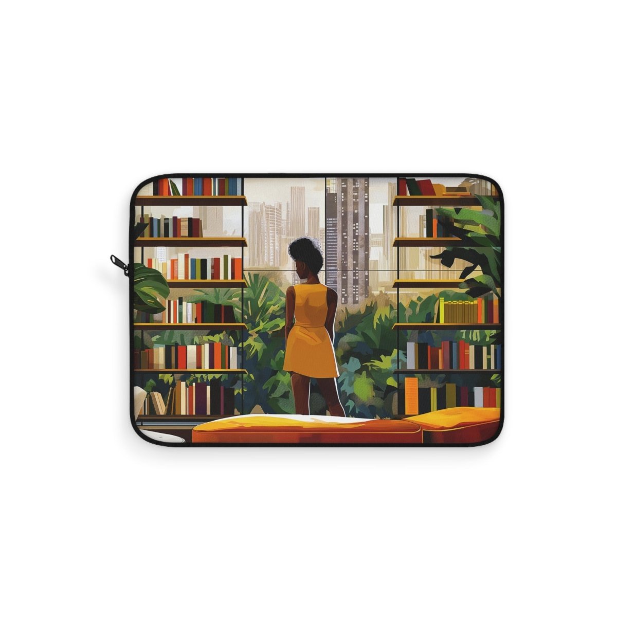 Library View Laptop Sleeve - Afrocentric Art by The Trini Gee