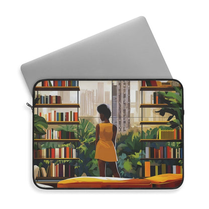 Library View Laptop Sleeve - Afrocentric Art by The Trini Gee