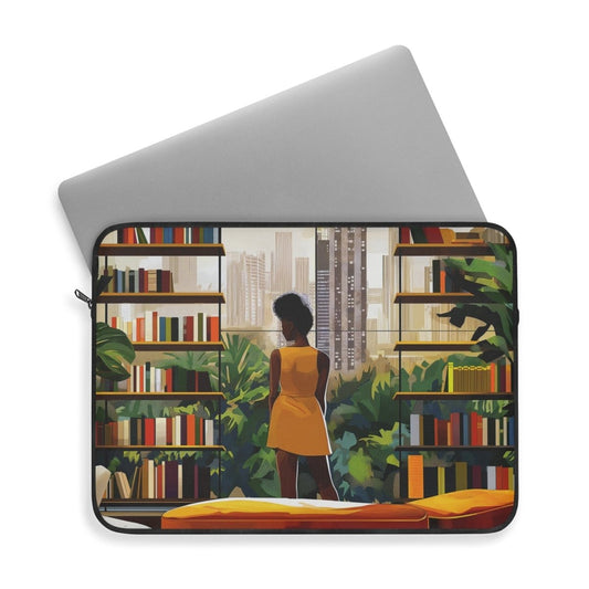 Library View Laptop Sleeve - Afrocentric Art by The Trini Gee
